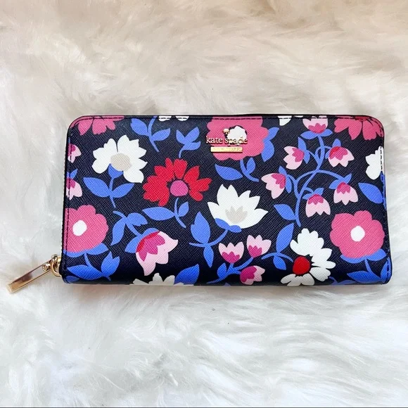 New! Rare KATE SPADE Cameron Street Daisy Lacey Leather Zip Around Wallet - Picture 2 of 7